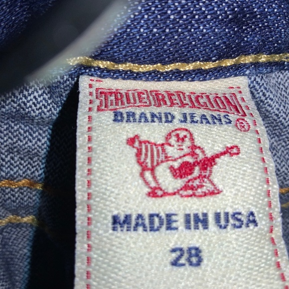 True Religion lace up denim mini Sz 28 raw hem vintage - Picture 3 of 4